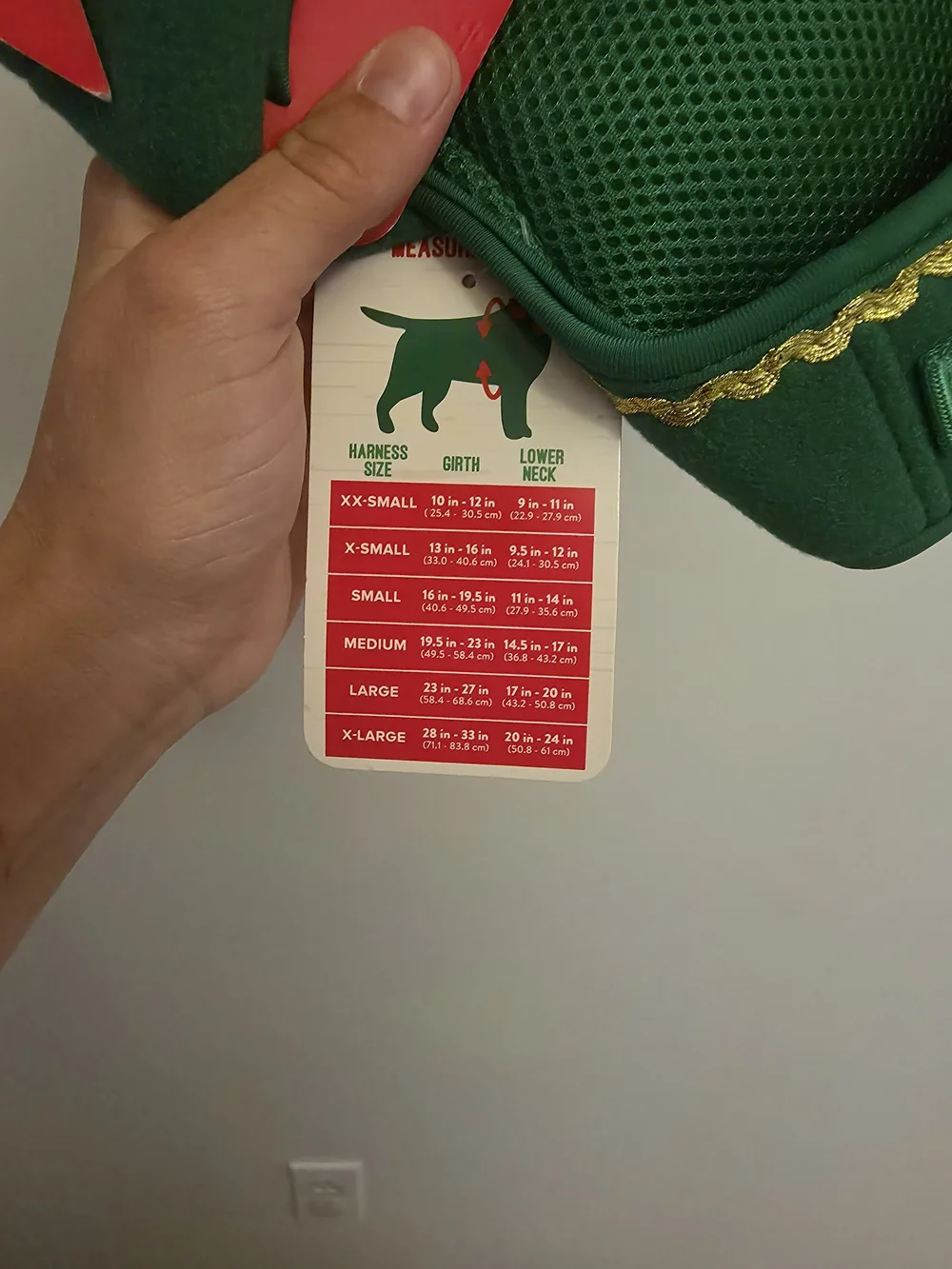 Merry & Bright Green and Red Elf Dog Comfort Vest Harness - Medium